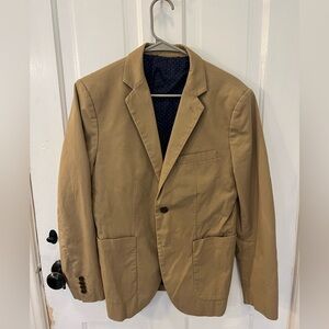 Banana Republic Beige Blazer with Navy Polka Dot Lining, 36S, Light Corduroy